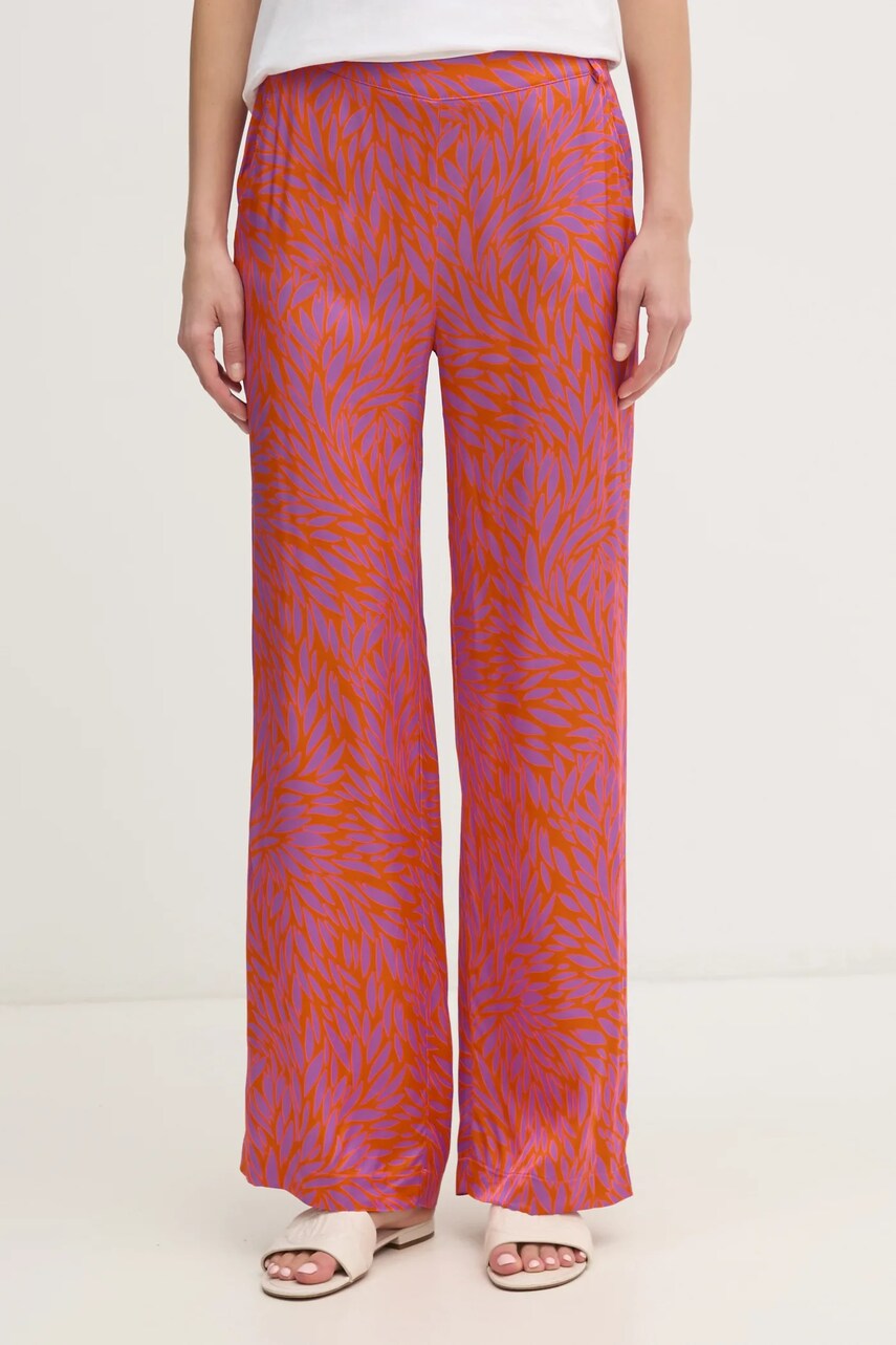 La Petite Française pantaloni PAVINA femei, culoarea portocaliu, drept, high waist, PAVINA