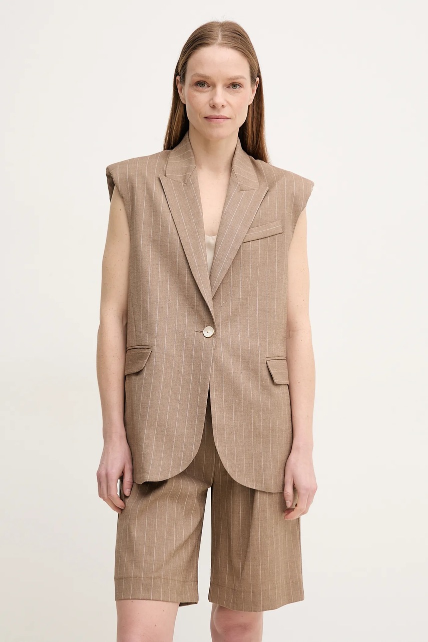 Λινό σορτς La Petite Française SOLANGE χρώμα: μπεζ, SOLANGE φωτογραφία