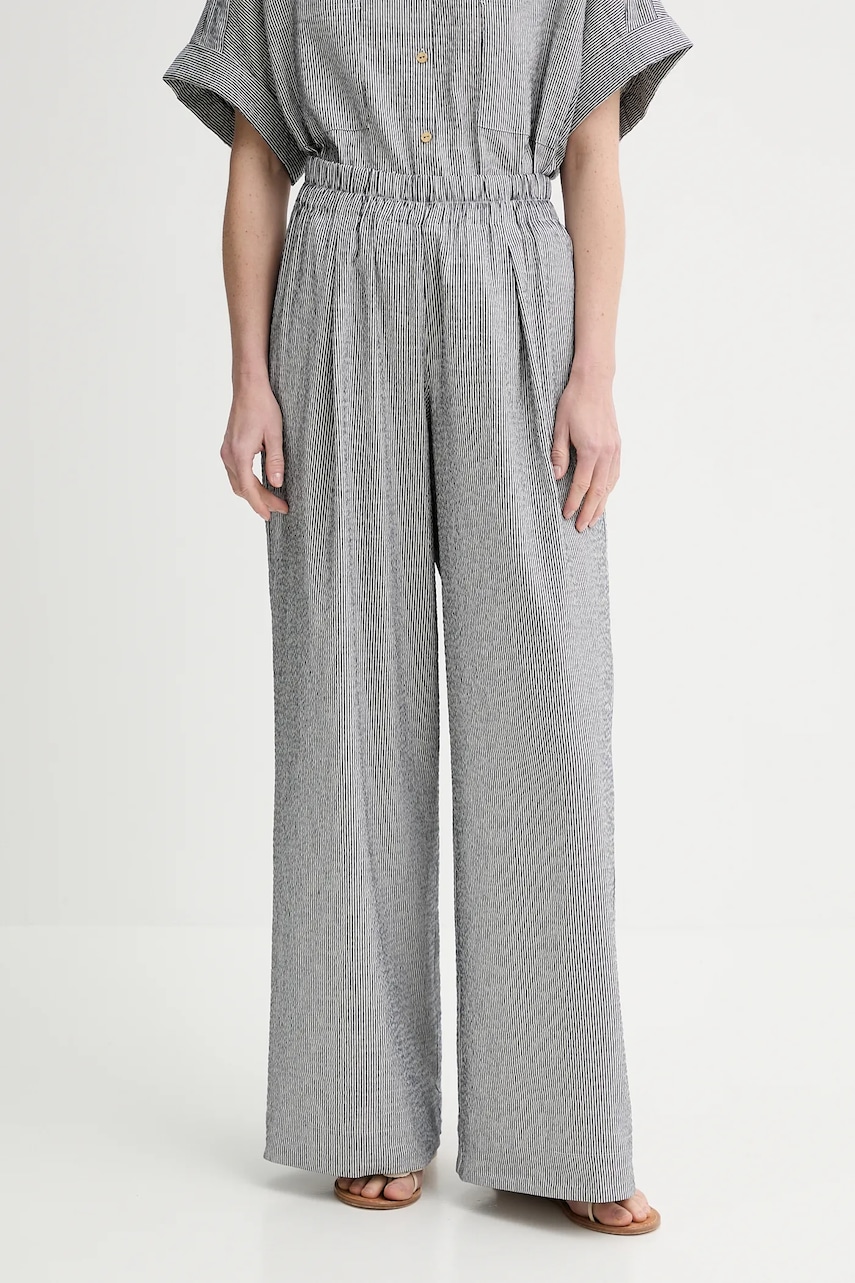Levně Kalhoty Sessun dámské, tmavomodrá barva, široké, high waist, 25207004