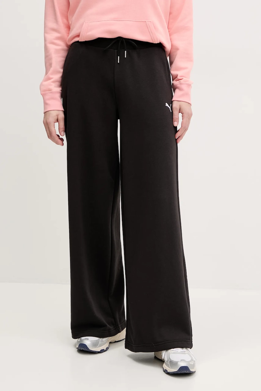 Puma pantaloni de trening femei, culoarea negru, neted, 629754
