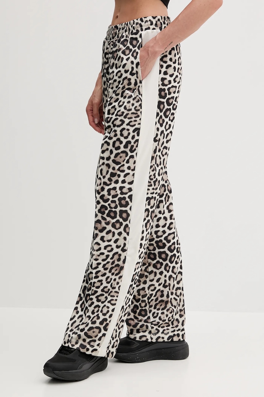 Puma pantaloni de trening culoarea maro, cu model, 632343