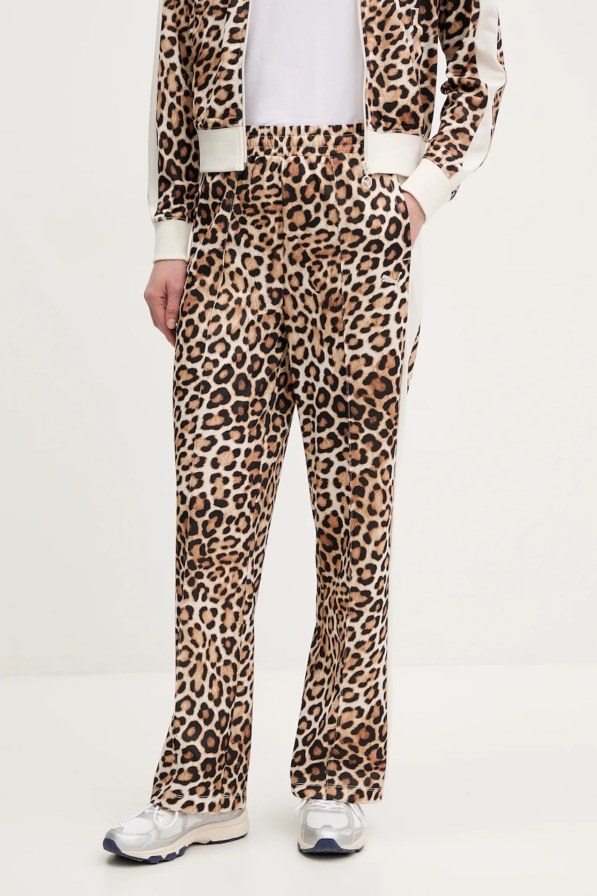 Puma pantaloni de trening femei, culoarea maro, modelator, 632343