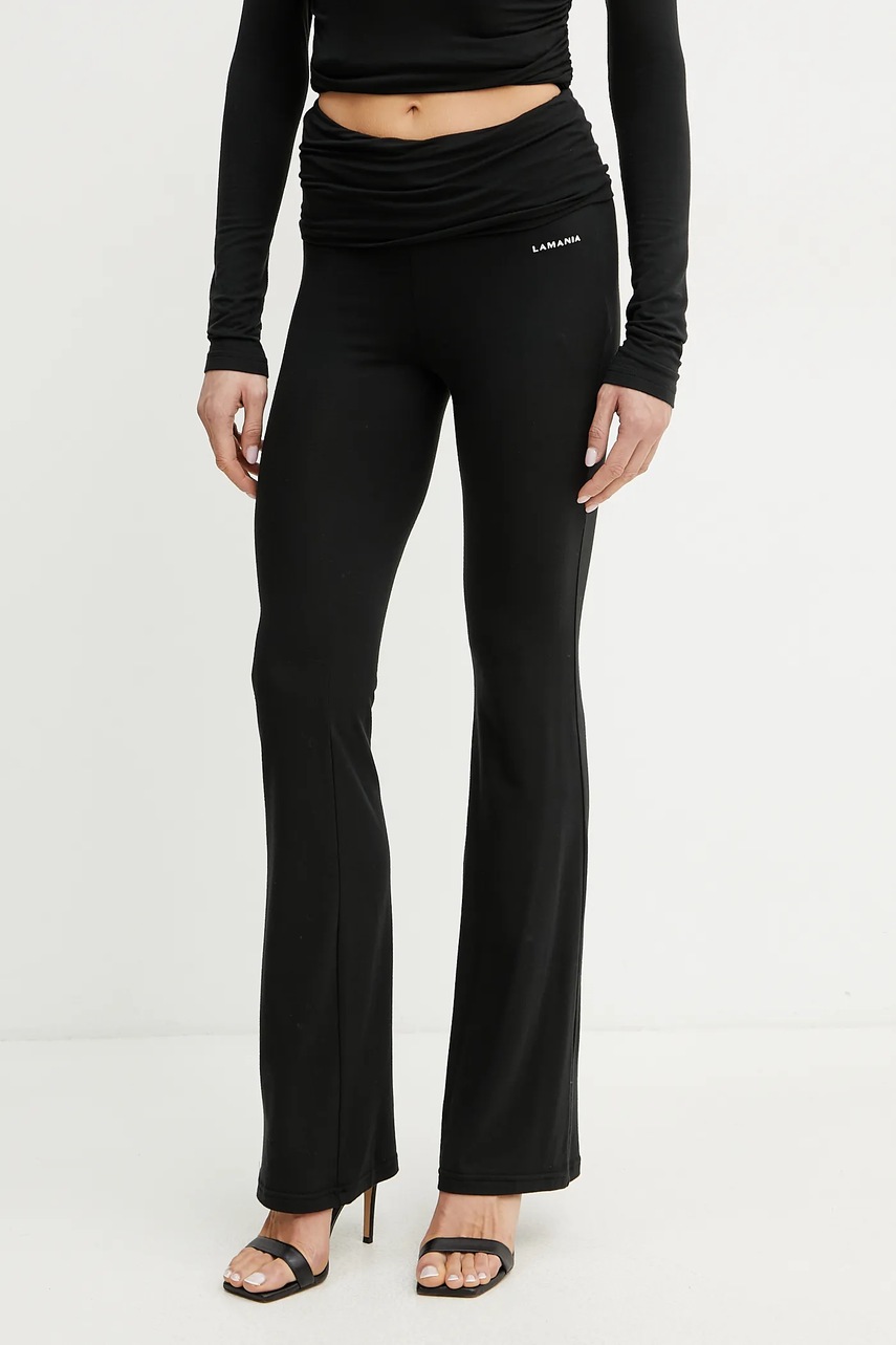 La Mania pantaloni femei, culoarea negru, evazati, high waist, JAKE