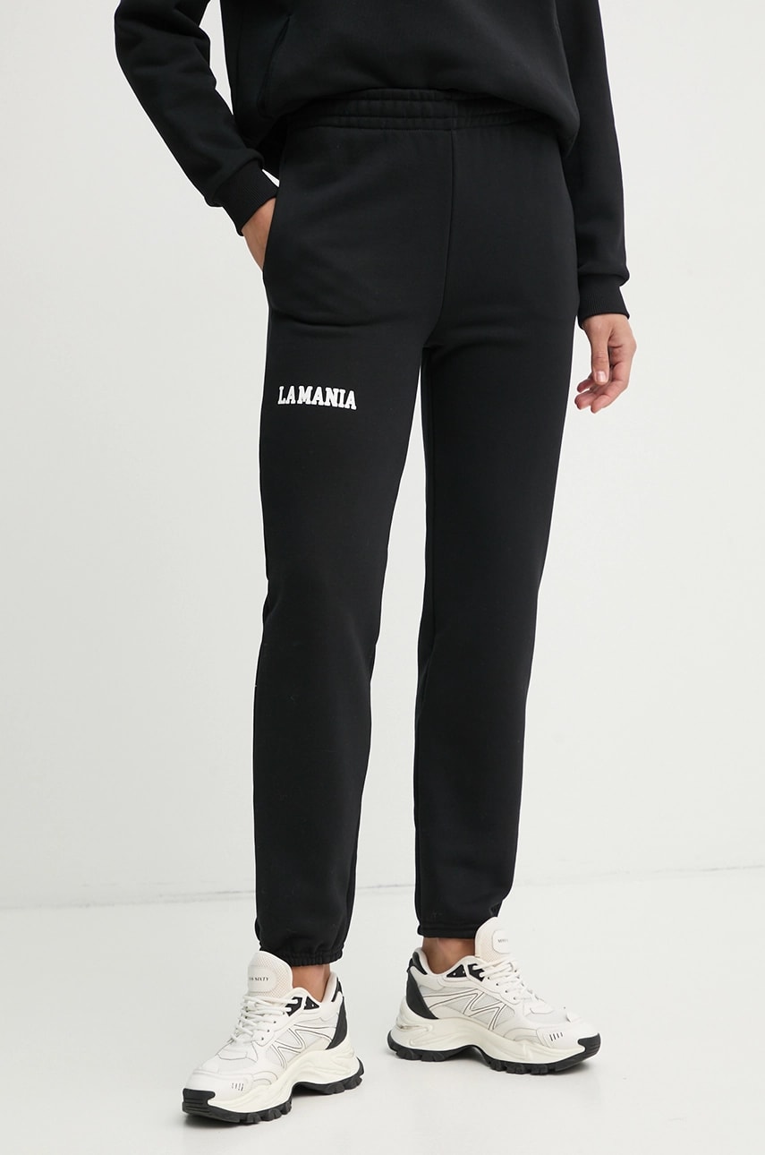 La Mania pantaloni de trening femei, culoarea negru, cu imprimeu, SOUL La Mania pantaloni de trening femei, culoarea negru, cu imprimeu, SOUL
