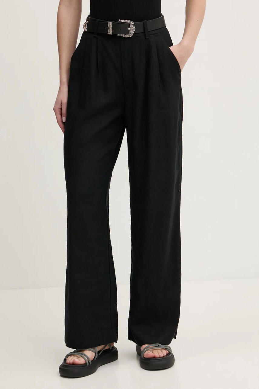 Hollister Co. pantaloni din in culoarea negru, drept, high waist, KI356-5050