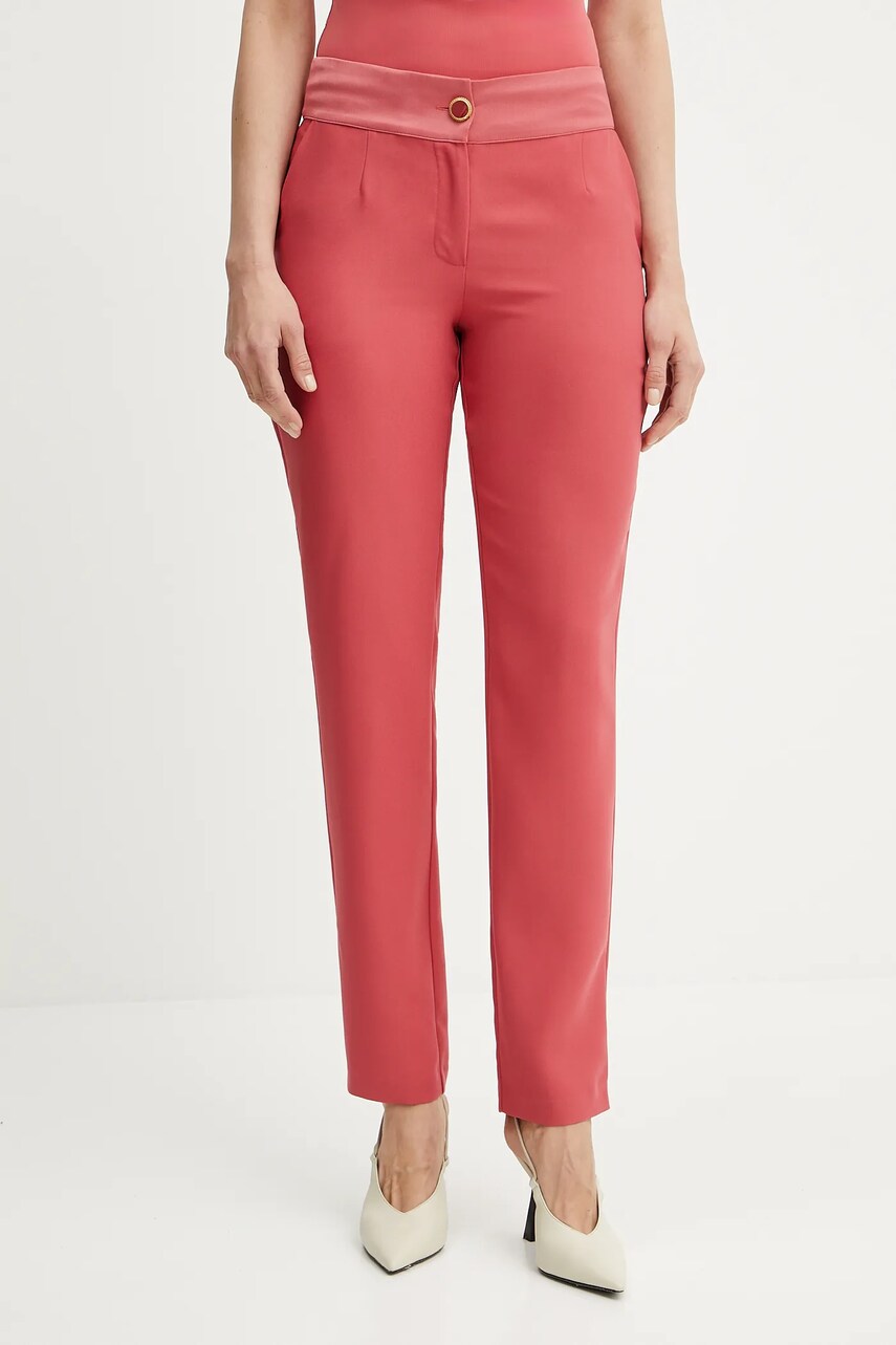 Levně Kalhoty Marciano Guess VITTORIA dámské, růžová barva, střih cigarette, medium waist, 5GGB11 7300A