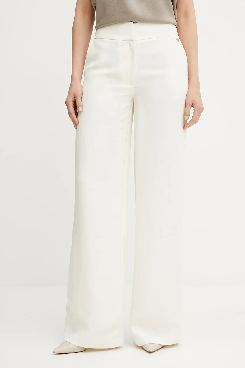 Kalhoty s příměsí lnu Marciano Guess GRETA dámské, béžová barva, high waist, 5GGB21 7316A
