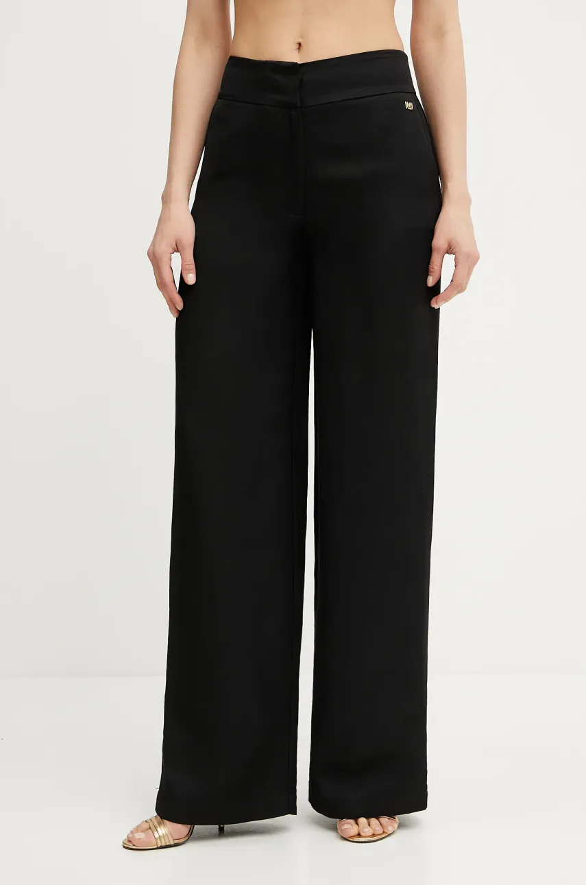 Levně Kalhoty s příměsí lnu Marciano Guess GRETA dámské, černá barva, high waist, 5GGB21 7316A