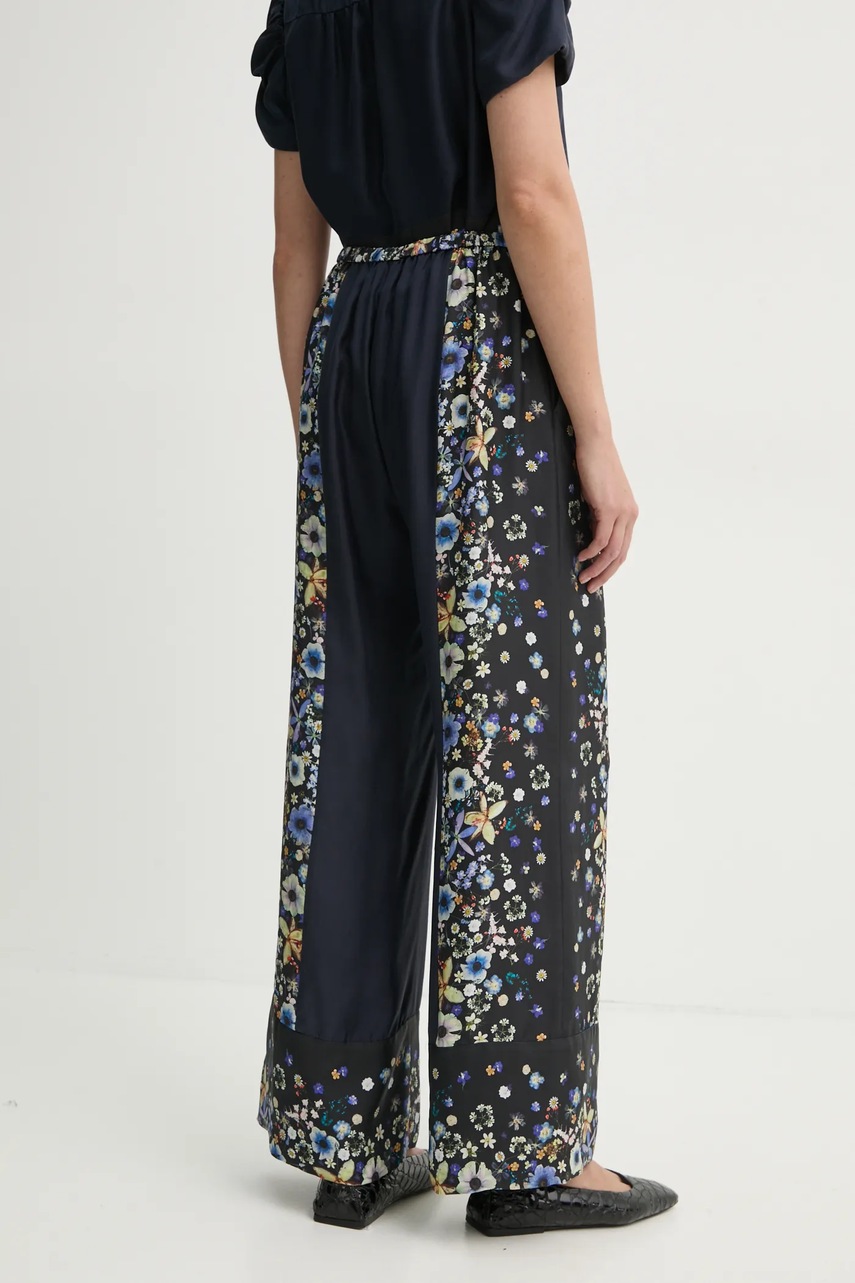 Μεταξωτό παντελόνι MUNTHE FABERT χρώμα: ναυτικό μπλε, 251140025118 φωτογραφία