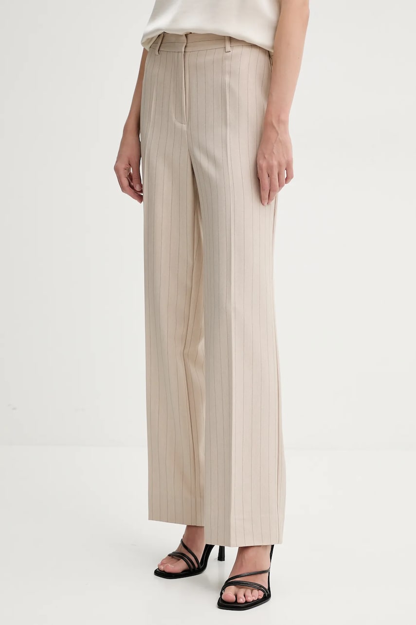 Bruuns Bazaar pantaloni femei, culoarea bej, lat, high waist, BBW4411 Bruuns Bazaar pantaloni femei, culoarea bej, lat, high waist, BBW4411