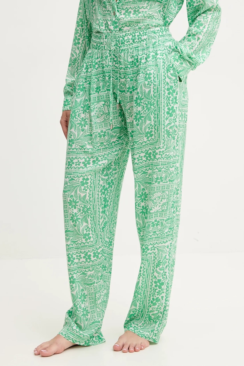 Melissa Odabash pantaloni femei, culoarea verde, drept, high waist, Jude Melissa Odabash pantaloni femei, culoarea verde, drept, high waist, Jude