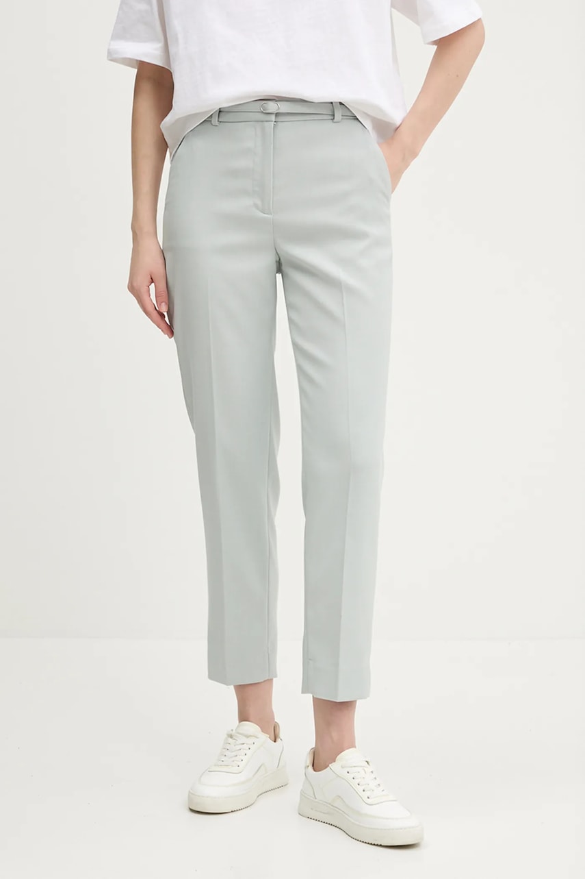 Abercrombie & Fitch pantaloni femei, culoarea verde, drept, high waist, KI156-5067