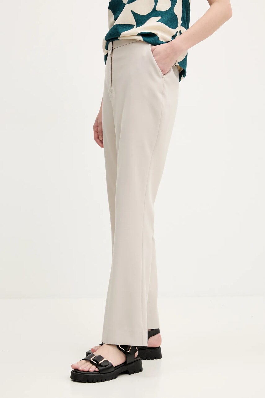 Abercrombie & Fitch pantaloni femei, culoarea bej, evazati, high waist, KI156-5078