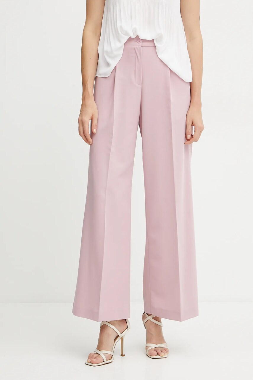 Levně Kalhoty Liu Jo dámské, růžová barva, široké, high waist, WA5370.T1811