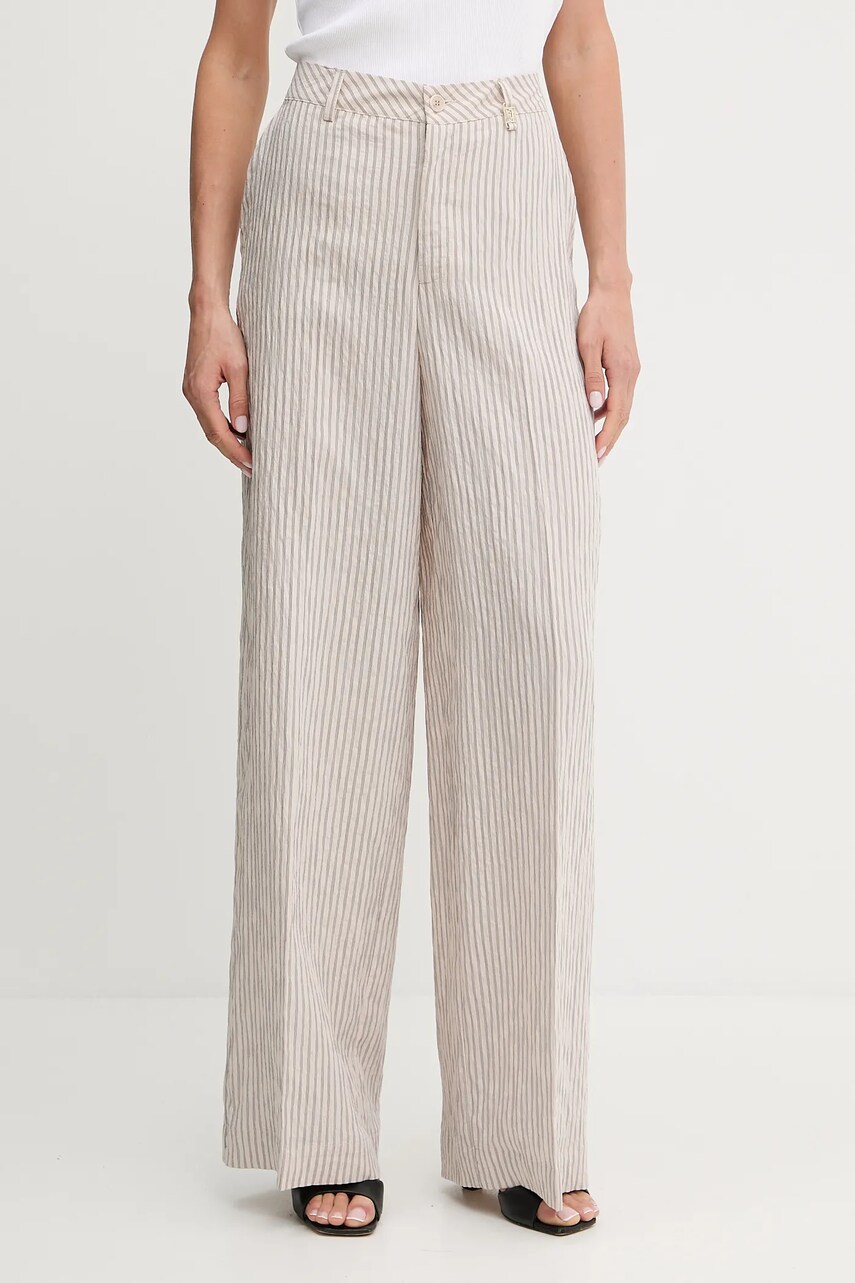 Levně Kalhoty Liu Jo dámské, béžová barva, široké, high waist, WA5399.T4305