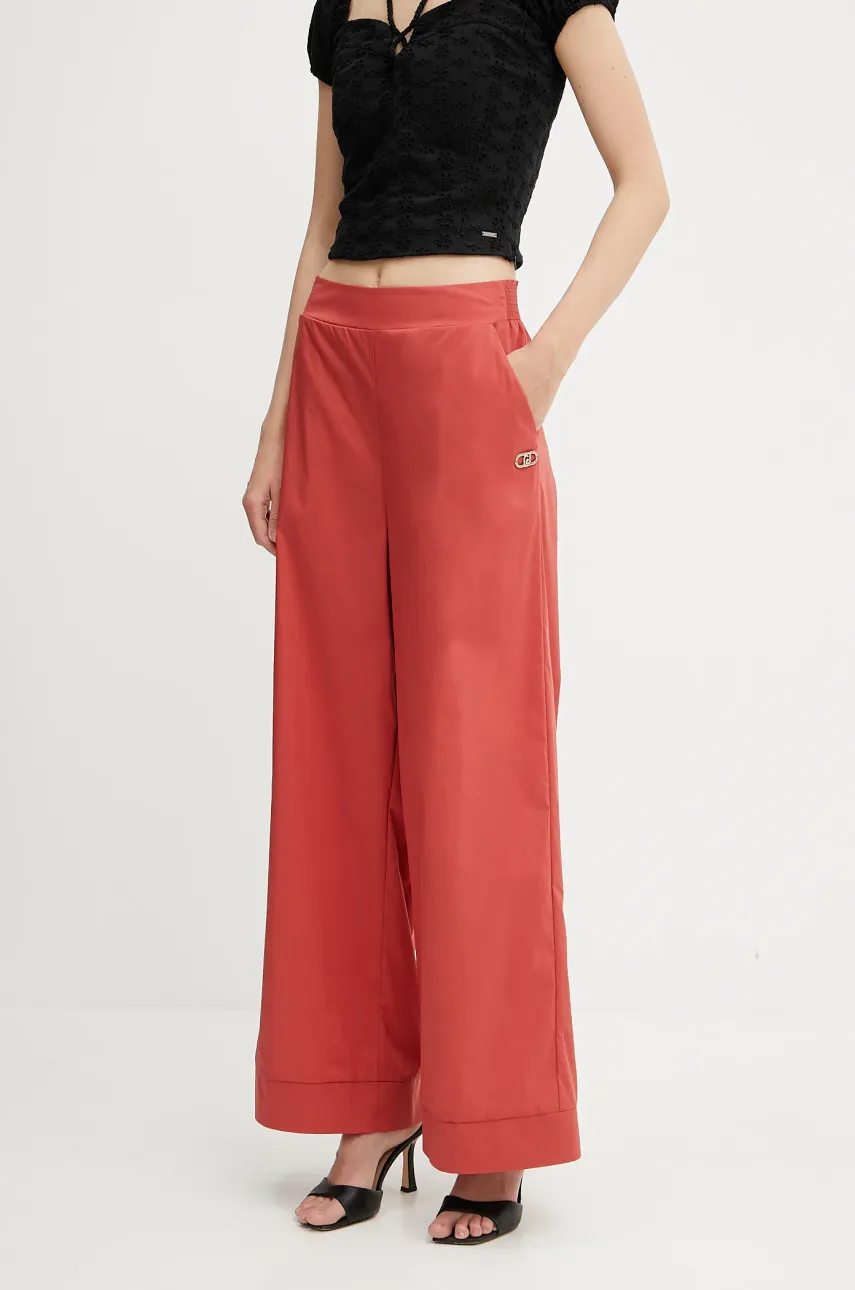 Levně Kalhoty Liu Jo dámské, červená barva, široké, high waist, VA5065.TS330
