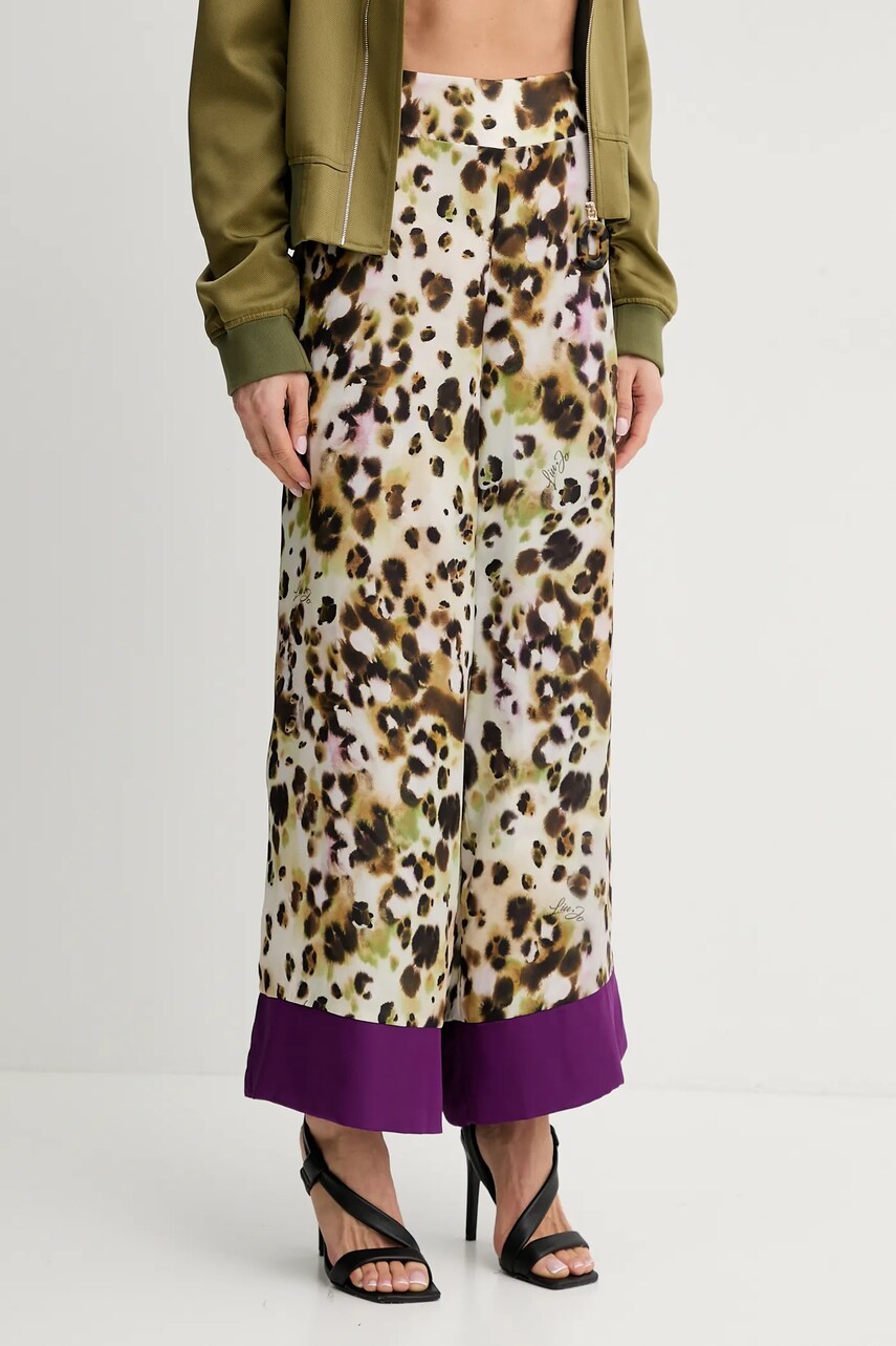 Levně Kalhoty Liu Jo dámské, béžová barva, široké, high waist, VA5143.TS806