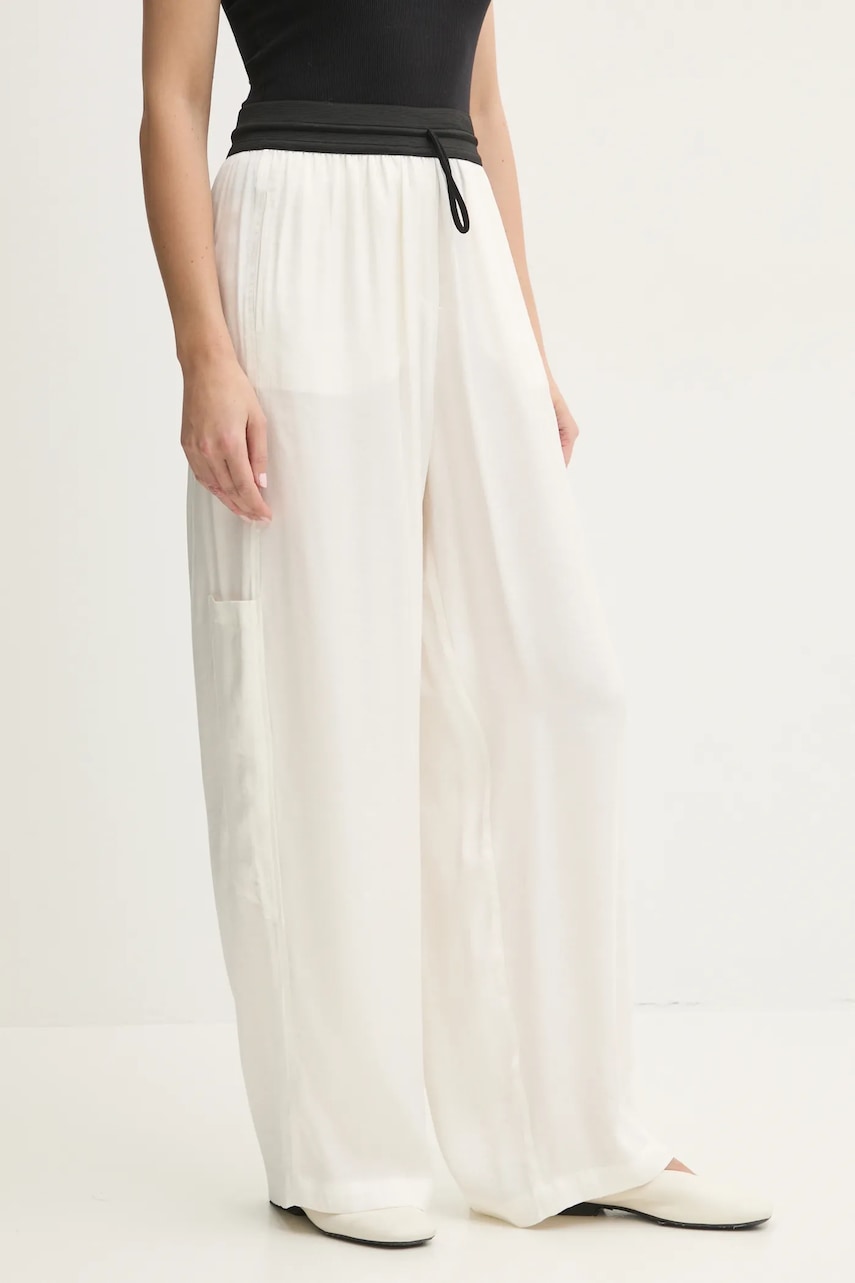 MMC STUDIO pantaloni femei, culoarea bej, drept, high waist, NABIL.NEO MMC STUDIO pantaloni femei, culoarea bej, drept, high waist, NABIL.NEO
