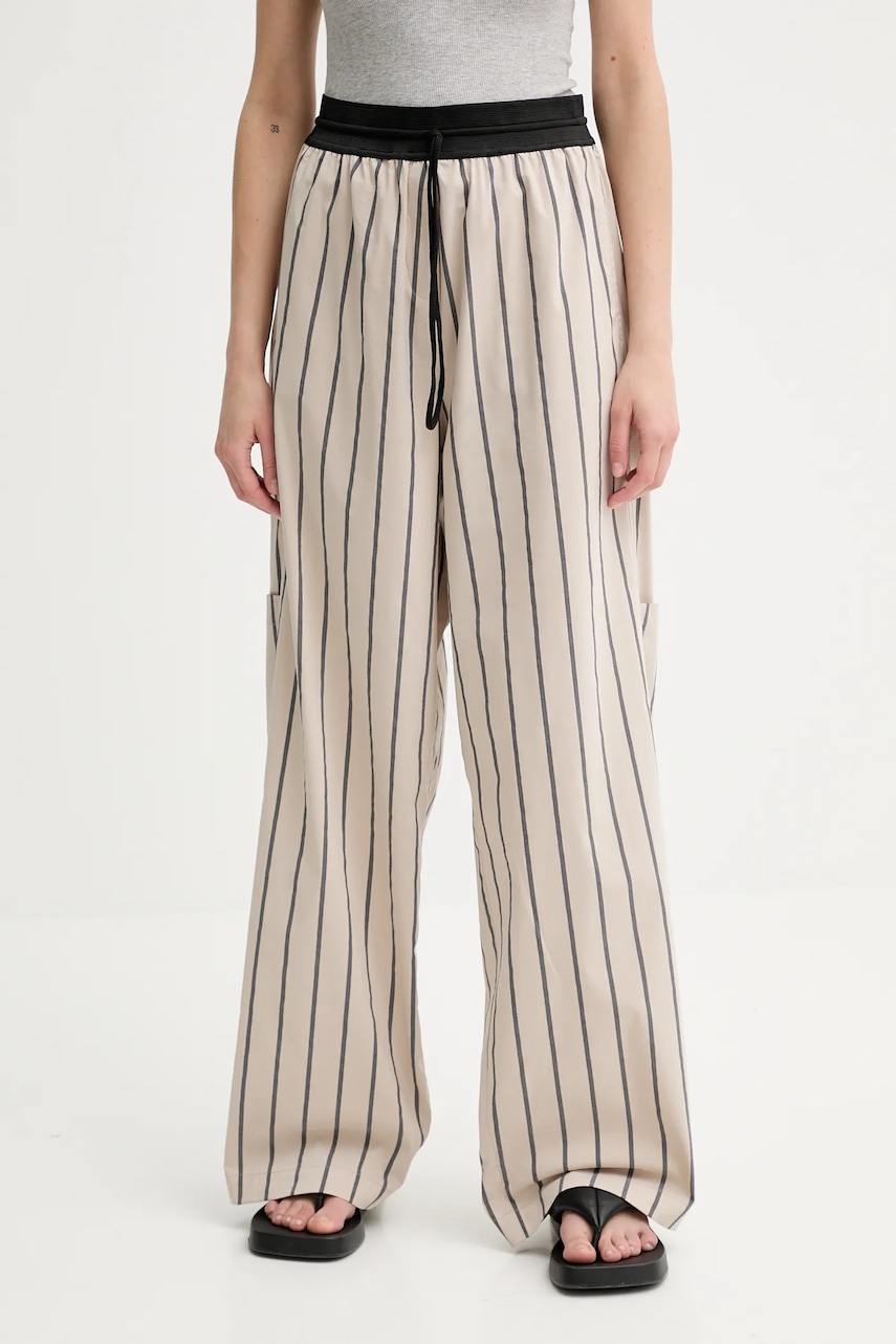 MMC STUDIO pantaloni culoarea bej, drept, high waist, NABIL.NEO