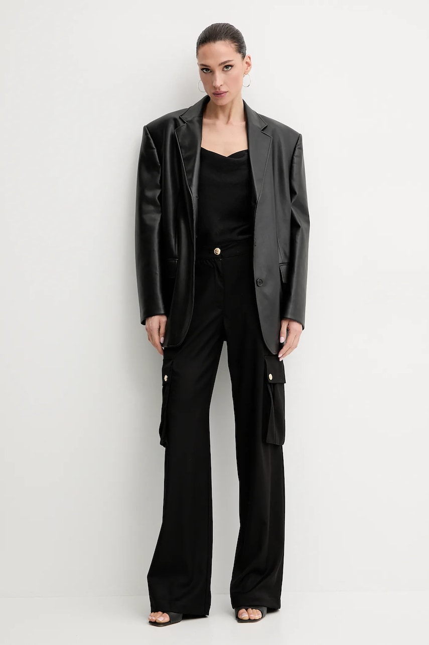Брюки Just Cavalli женские цвет чёрный широкие высокая посадка 78PAA115 N0463 Брюки Just Cavalli женские цвет чёрный широкие высокая посадка 78PAA115 N0463