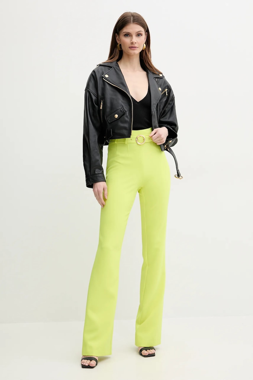 Брюки Just Cavalli женские цвет зелёный клёш высокая посадка 78PAA130 N0450 Брюки Just Cavalli женские цвет зелёный клёш высокая посадка 78PAA130 N0450
