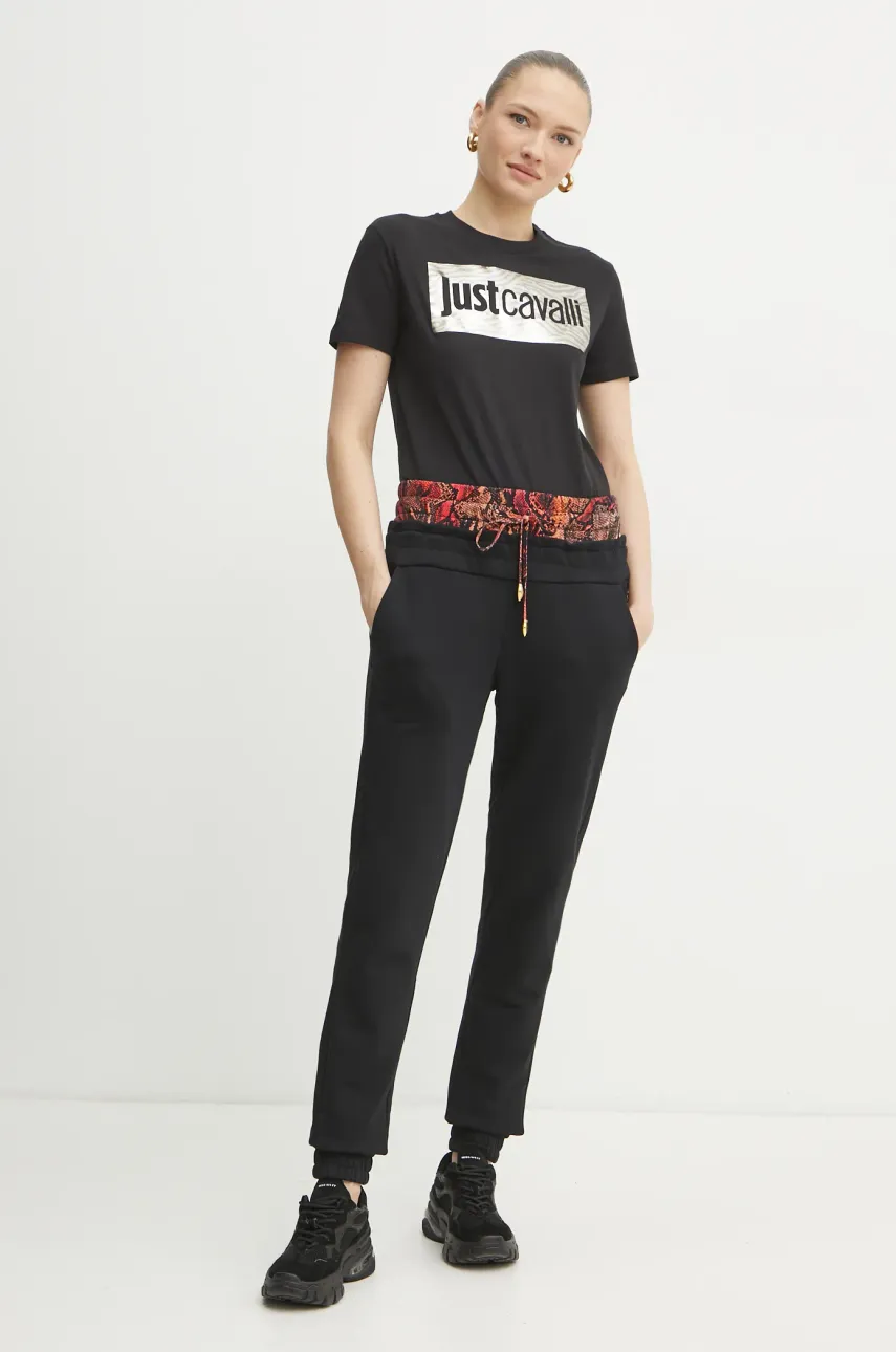 Спортивные штаны Just Cavalli женские цвет чёрный с принтом 78PAAE01 CF100 Спортивные штаны Just Cavalli женские цвет чёрный с принтом 78PAAE01 CF100