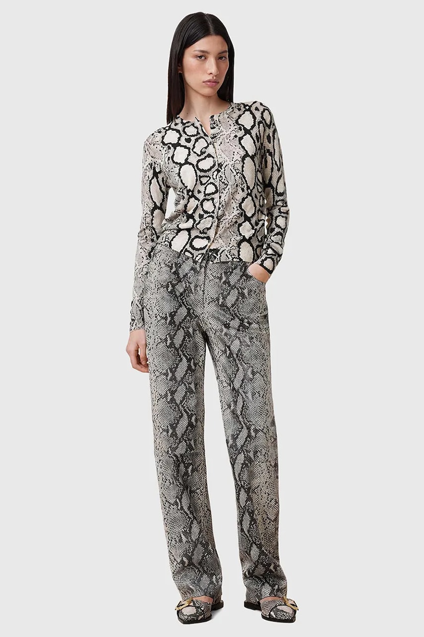 AllSaints pantaloni de piele SAIGE femei, drept, medium waist, W012TC AllSaints pantaloni de piele SAIGE femei, drept, medium waist, W012TC
