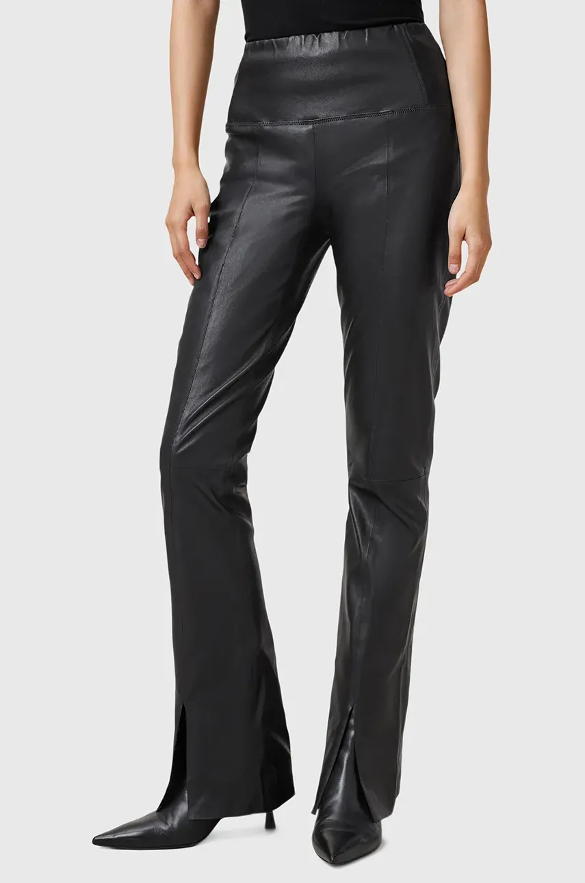Кожаные брюки AllSaints CORA женские цвет чёрный клёш высокая посадка W030TC Кожаные брюки AllSaints CORA женские цвет чёрный клёш высокая посадка W030TC