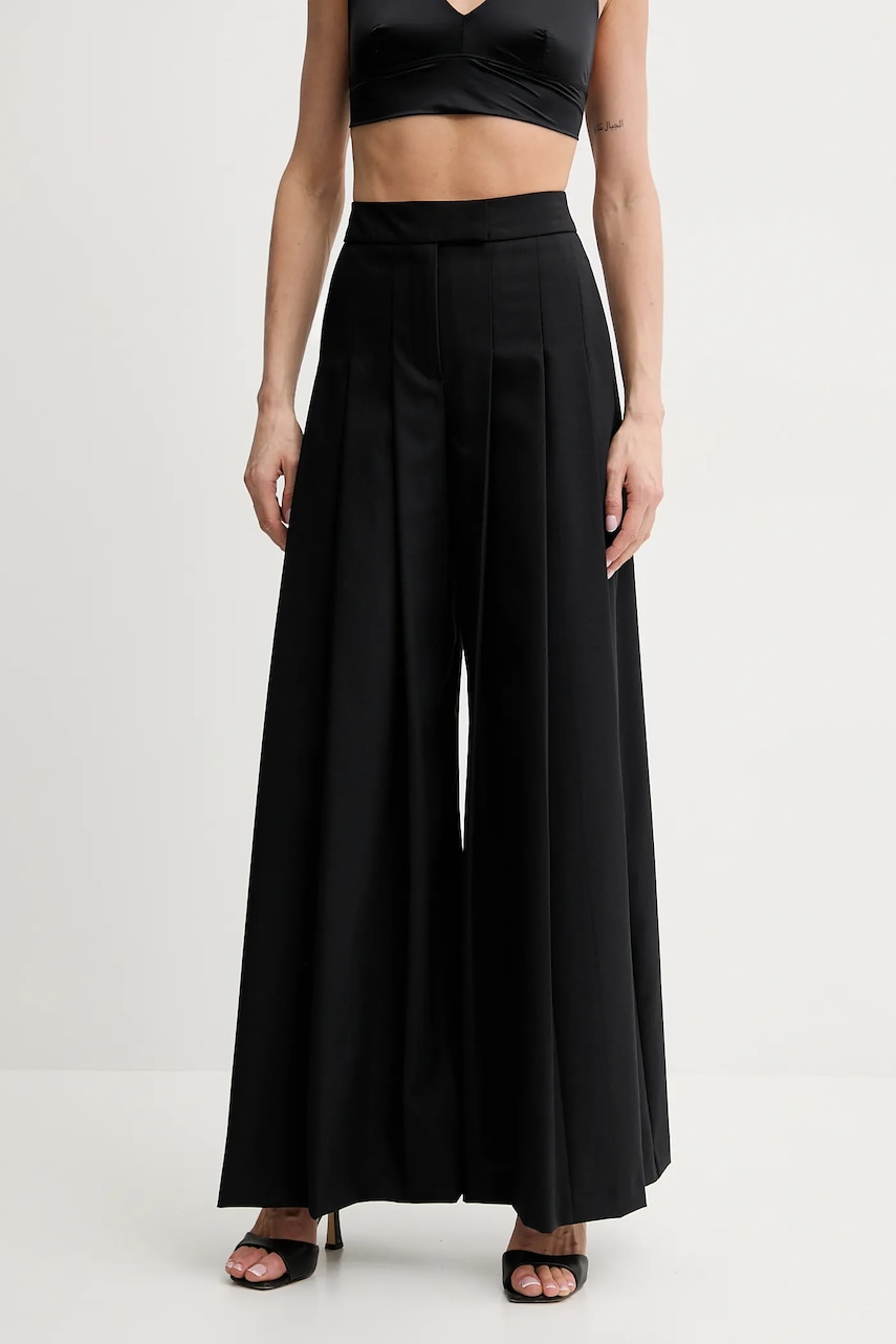 Levně Kalhoty Karl Lagerfeld dámské, černá barva, široké, medium waist, A2W10106