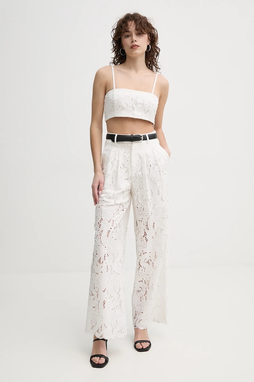 Брюки ISABELLE BLANCHE женские цвет белый широкие высокая посадка IS25SS-P136-T020 Брюки ISABELLE BLANCHE женские цвет белый широкие высокая посадка IS25SS-P136-T020