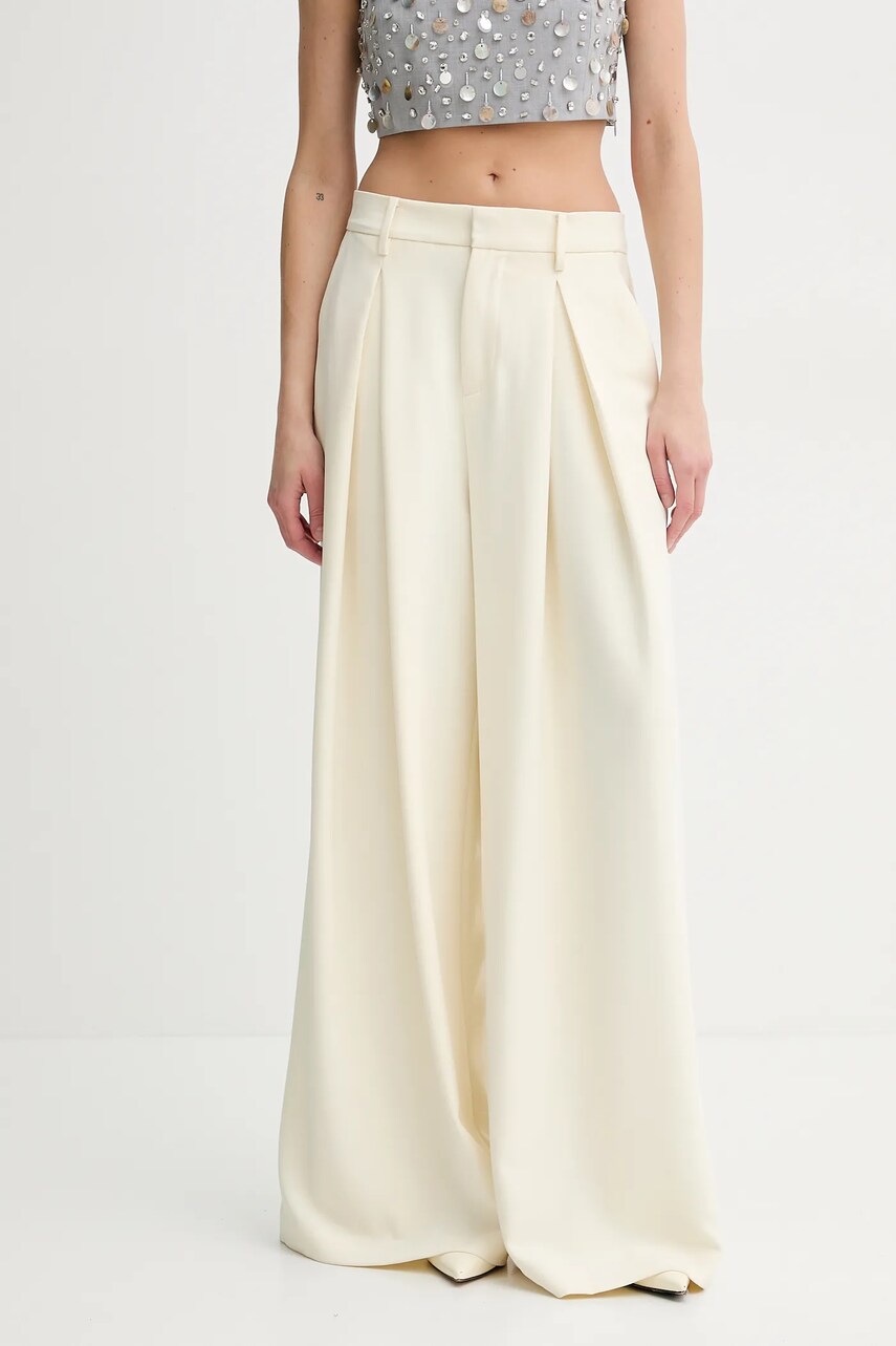 ISABELLE BLANCHE pantaloni culoarea galben, lat, high waist, IS25SS-P041-T008