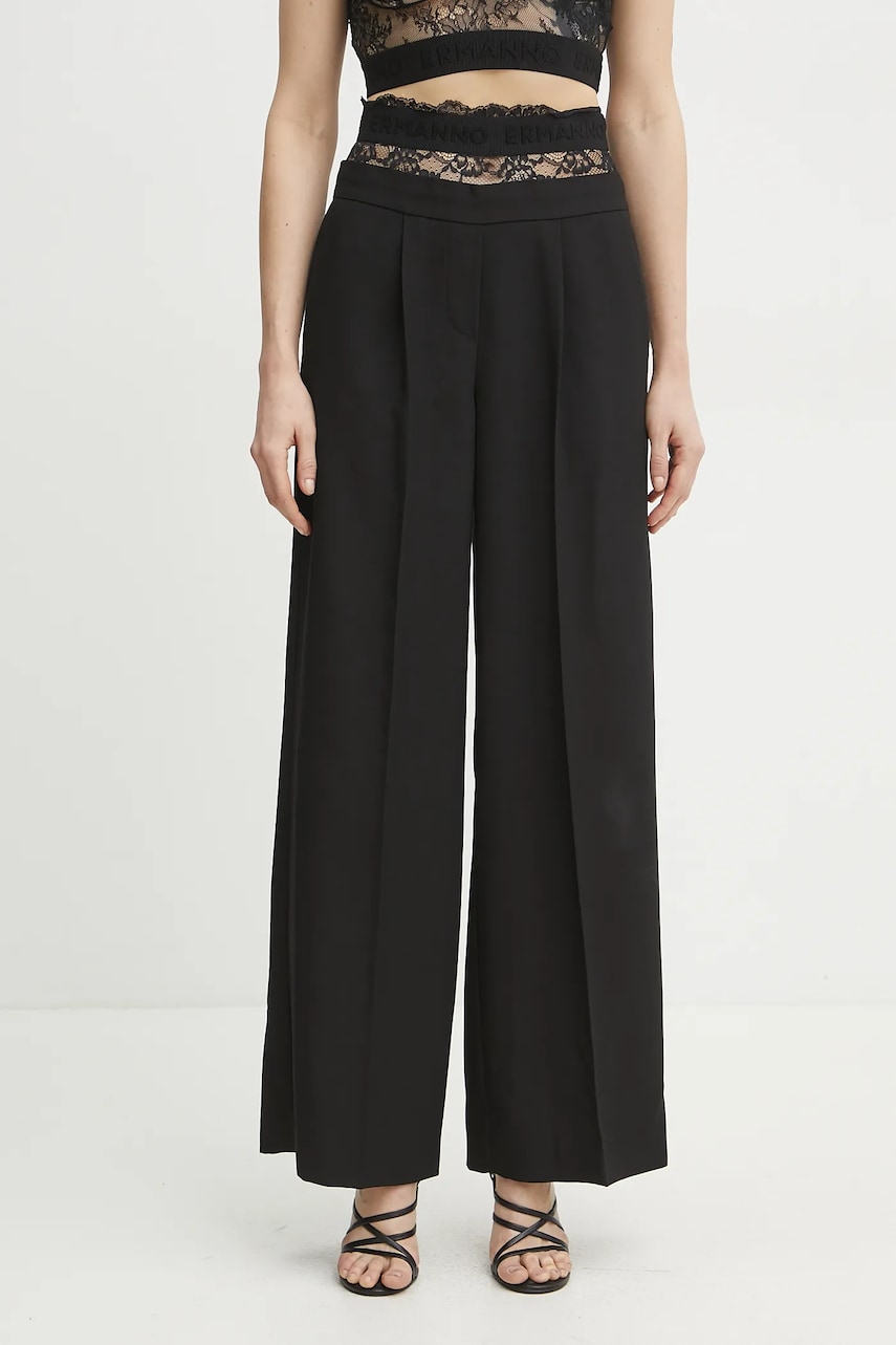 Ermanno Scervino pantaloni femei, culoarea negru, drept, high waist, 56TP057E22
