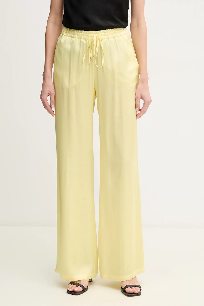 Ermanno Scervino pantaloni femei, culoarea galben, drept, high waist, 56TP078EL1 Ermanno Scervino pantaloni femei, culoarea galben, drept, high waist, 56TP078EL1