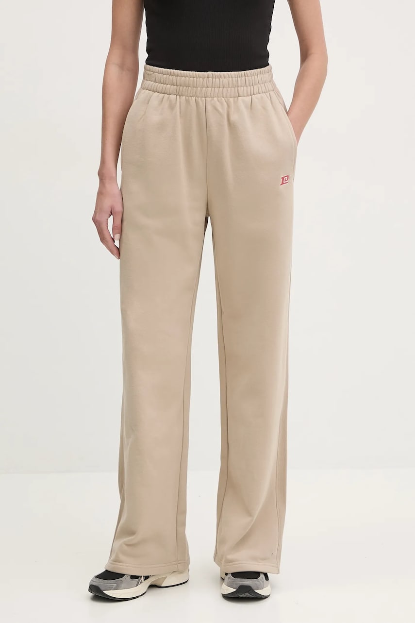 P.E Nation pantaloni de trening din bumbac Eastside femei, culoarea bej, uni, 251P272 P.E Nation pantaloni de trening din bumbac Eastside femei, culoarea bej, uni, 251P272