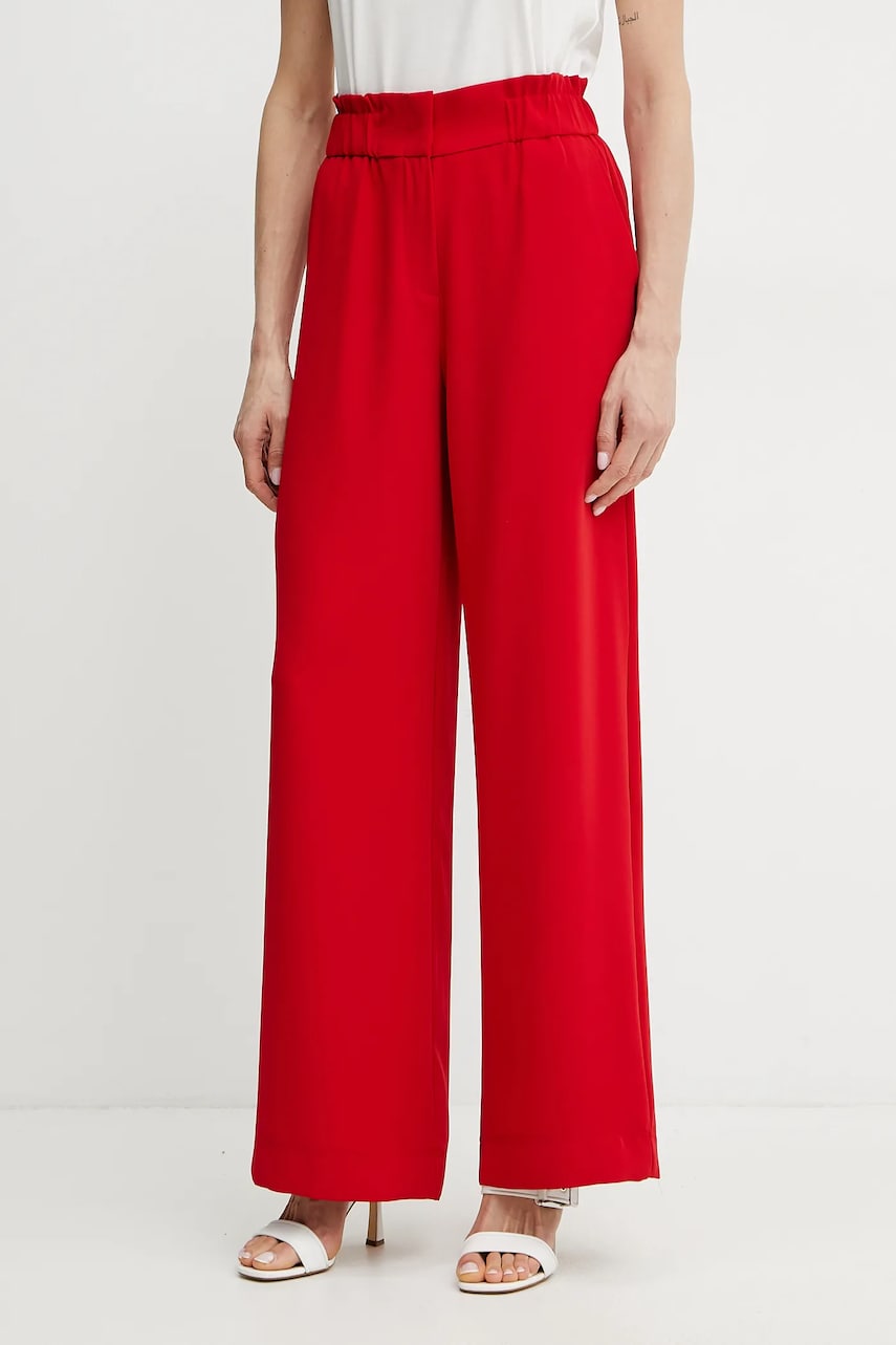 Morgan pantaloni PBIRD femei, culoarea rosu, drept, high waist, PBIRD Morgan pantaloni PBIRD femei, culoarea rosu, drept, high waist, PBIRD