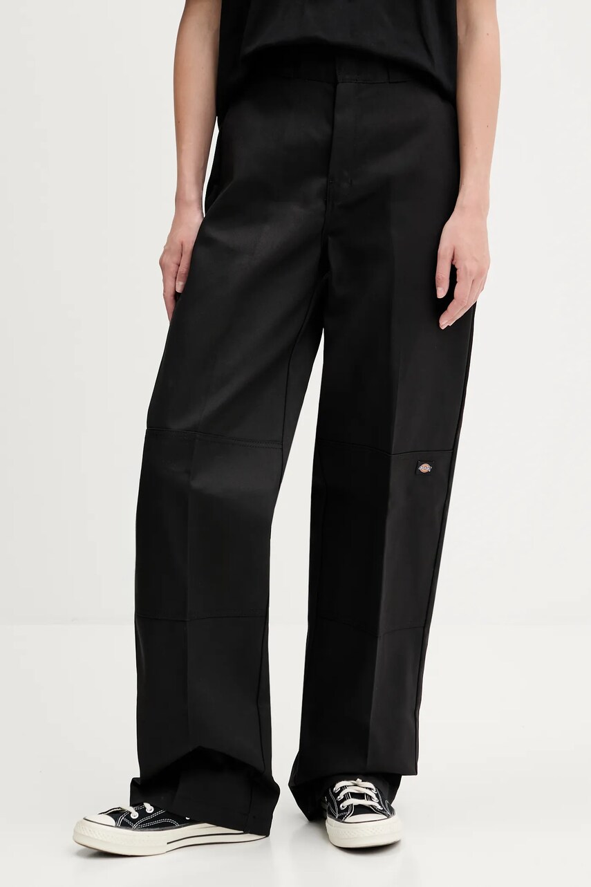 Dickies pantaloni culoarea negru, lat, high waist, DK0DW283BLK1