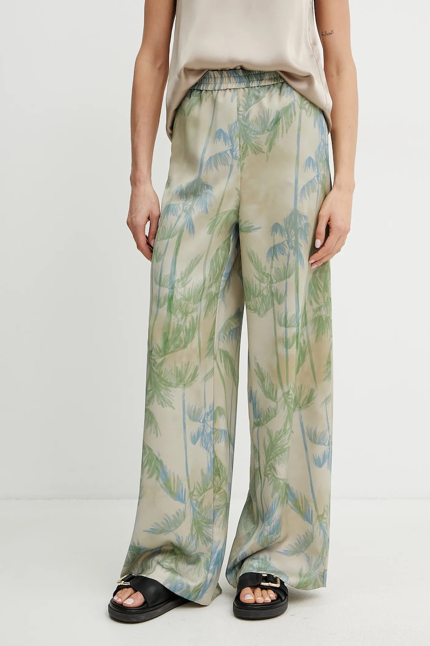 MAX&Co. pantaloni femei, culoarea bej, lat, high waist, 2516131033200