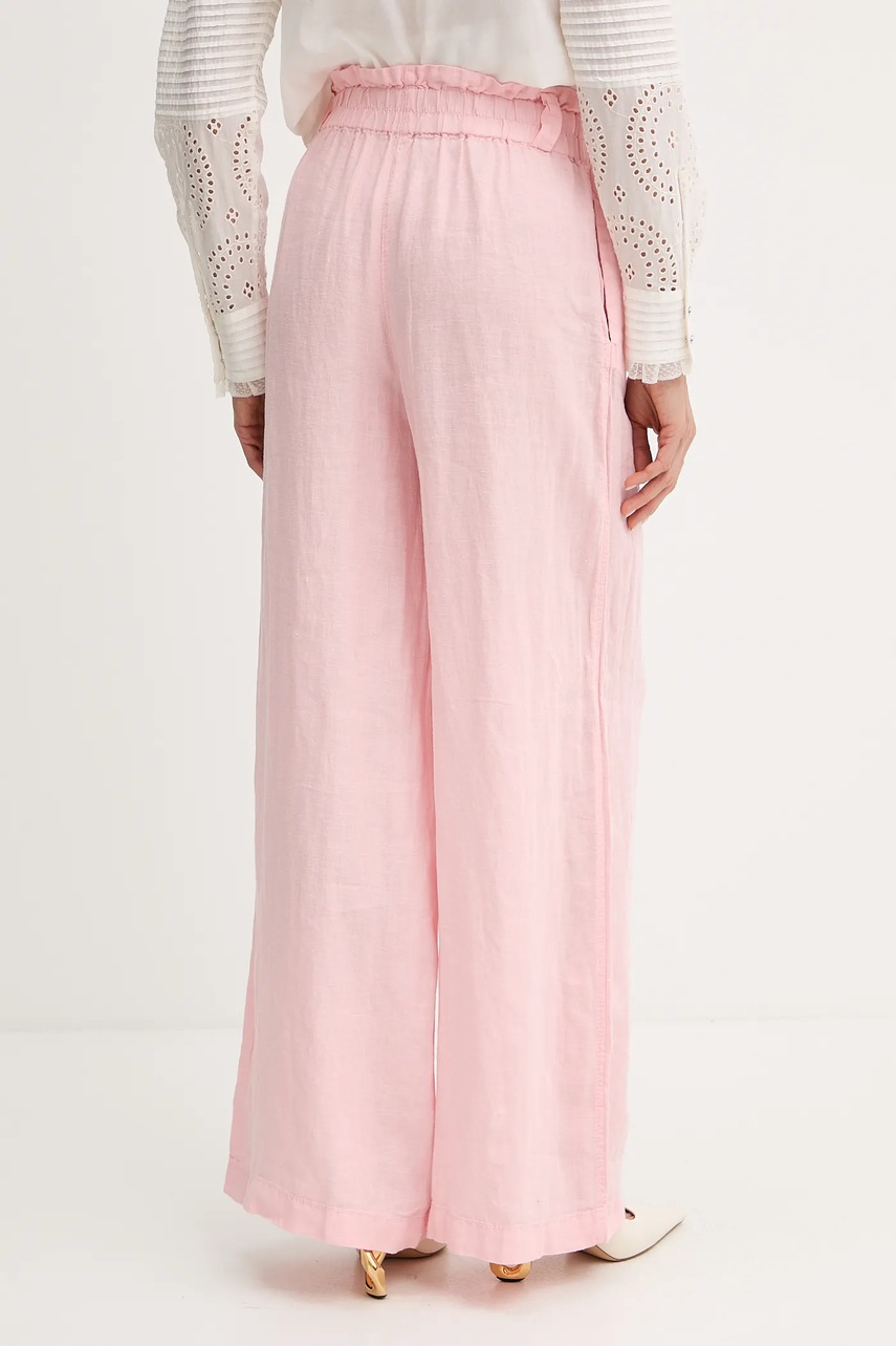 Λινό παντελόνι MAX&Co. χρώμα: ροζ, 2516131035200 φωτογραφία
