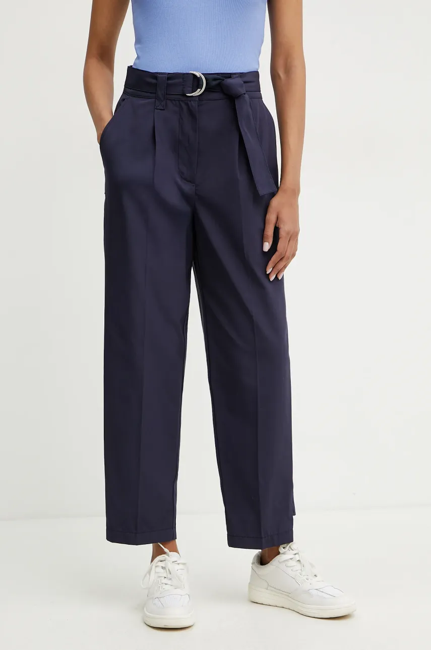 MAX&Co. pantaloni femei, culoarea albastru marin, fason tigareta, high waist, 2516131043200