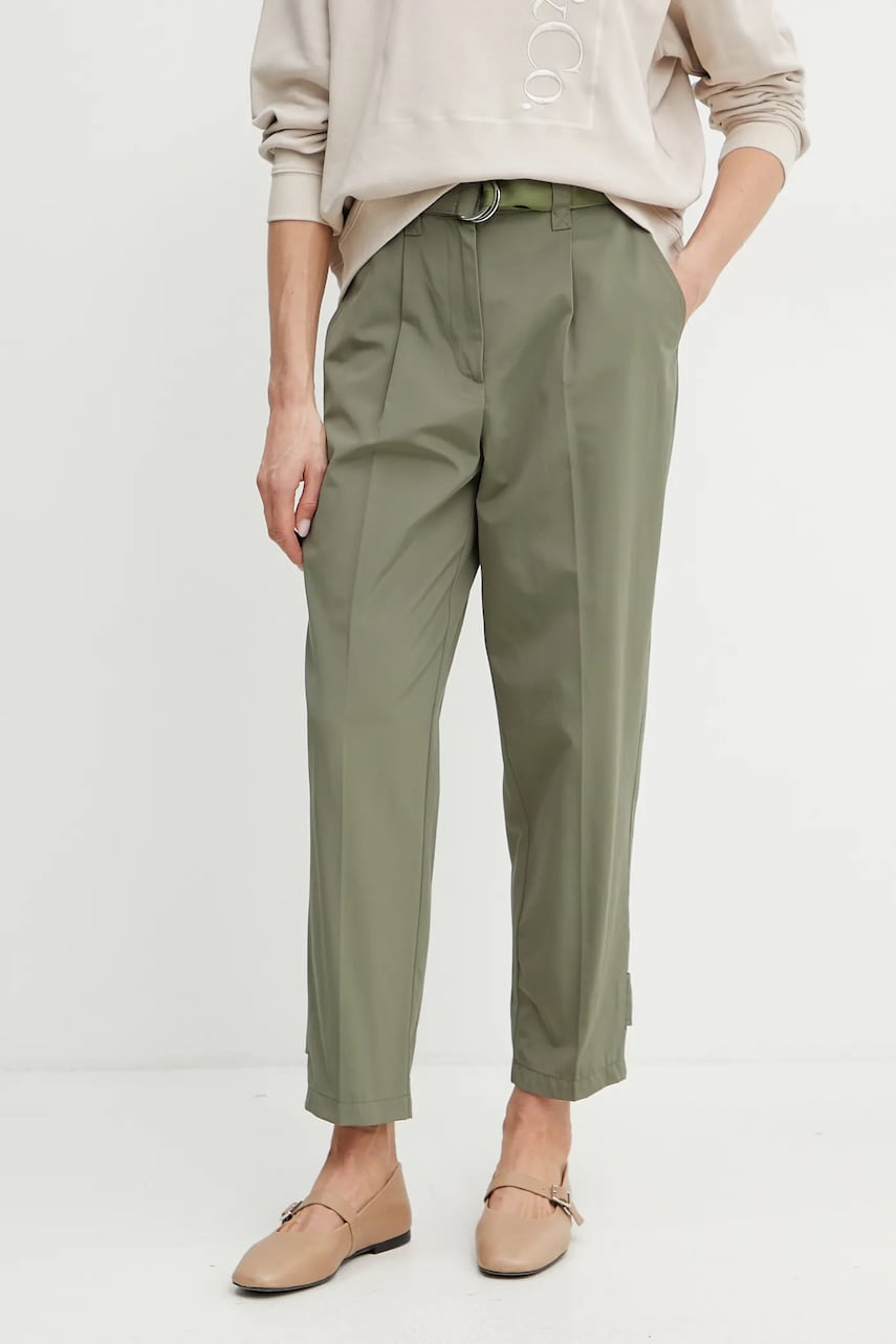 MAX&Co. pantaloni femei, culoarea verde, fason tigareta, high waist, 2516131043200 MAX&Co. pantaloni femei, culoarea verde, fason tigareta, high waist, 2516131043200