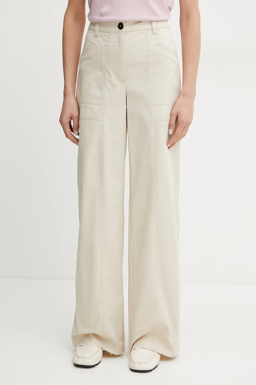 MAX&Co. pantaloni femei, culoarea bej, drept, high waist, 2516131054200 MAX&Co. pantaloni femei, culoarea bej, drept, high waist, 2516131054200