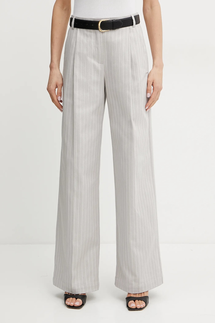 MAX&Co. pantaloni femei, culoarea gri, drept, high waist, 2516131064200