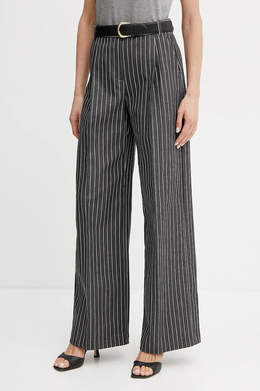 MAX&Co. pantaloni femei, culoarea gri, drept, high waist, 2516131064200