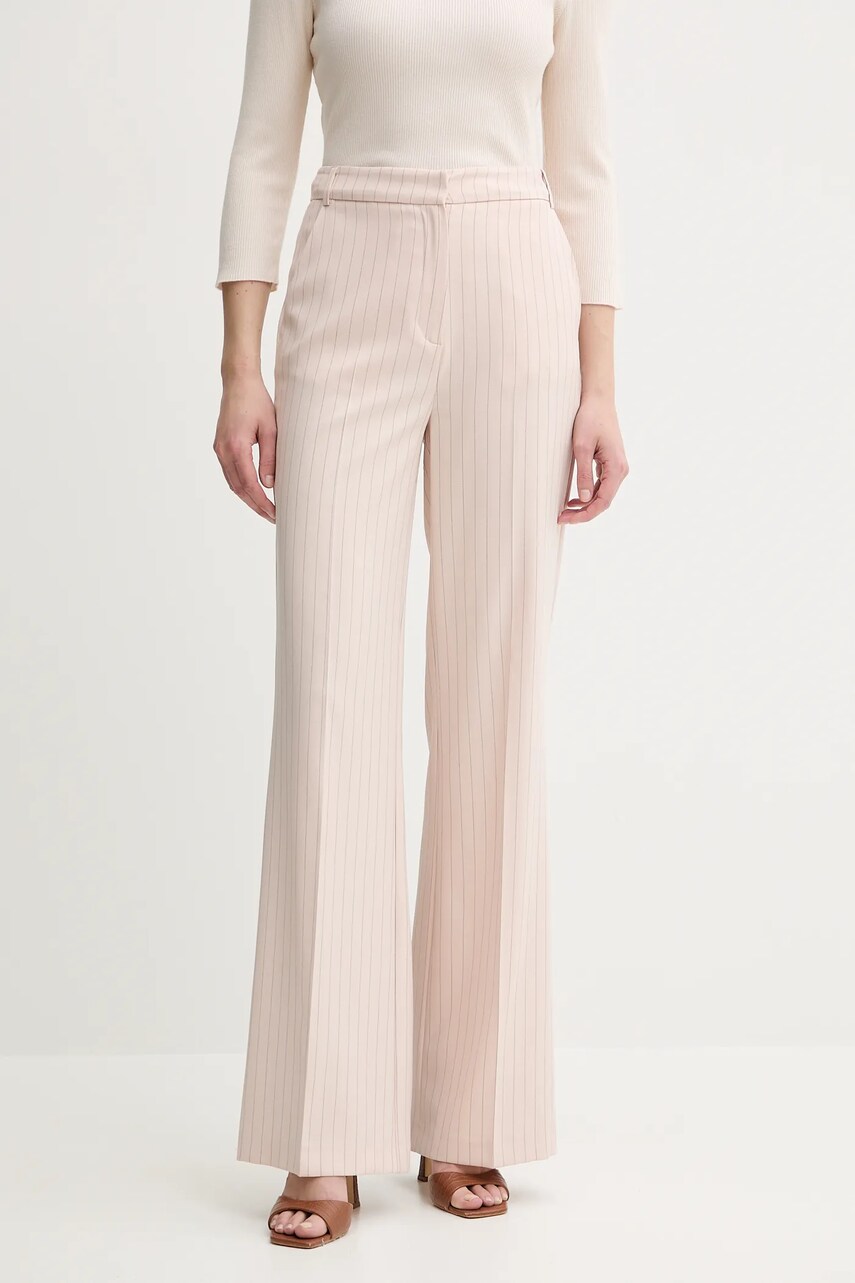 Levně Kalhoty Morgan PVIVI.F dámské, béžová barva, zvony, high waist, PVIVI.F
