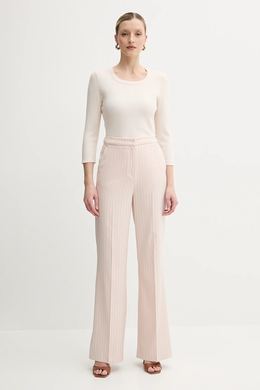 Брюки Morgan PVIVI.F цвет бежевый клёш высокая посадка PVIVI.F Брюки Morgan PVIVI.F цвет бежевый клёш высокая посадка PVIVI.F