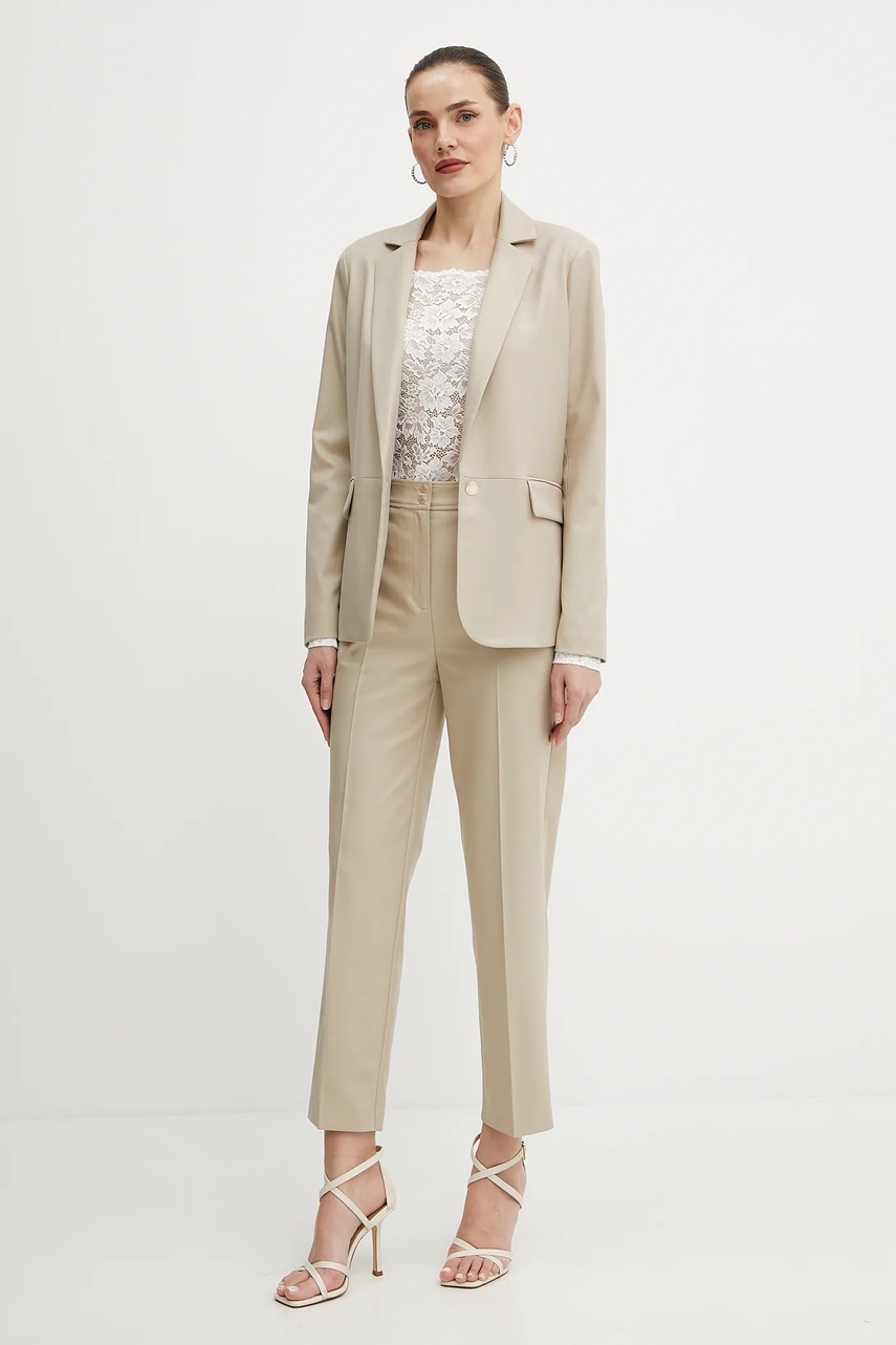 Брюки Morgan PLUX.F цвет бежевый прямые высокая посадка PLUX.F