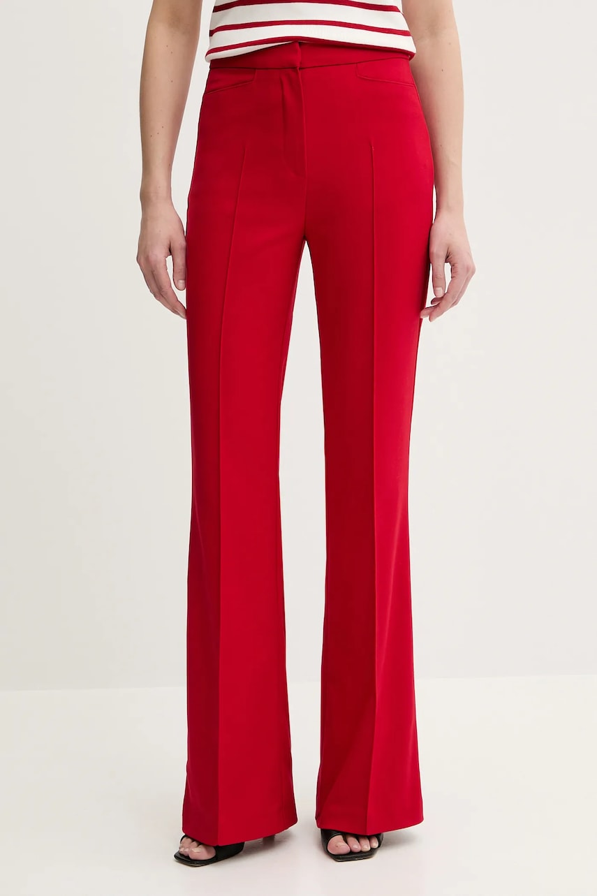 Levně Kalhoty Morgan PECO.F dámské, červená barva, zvony, high waist, PECO.F