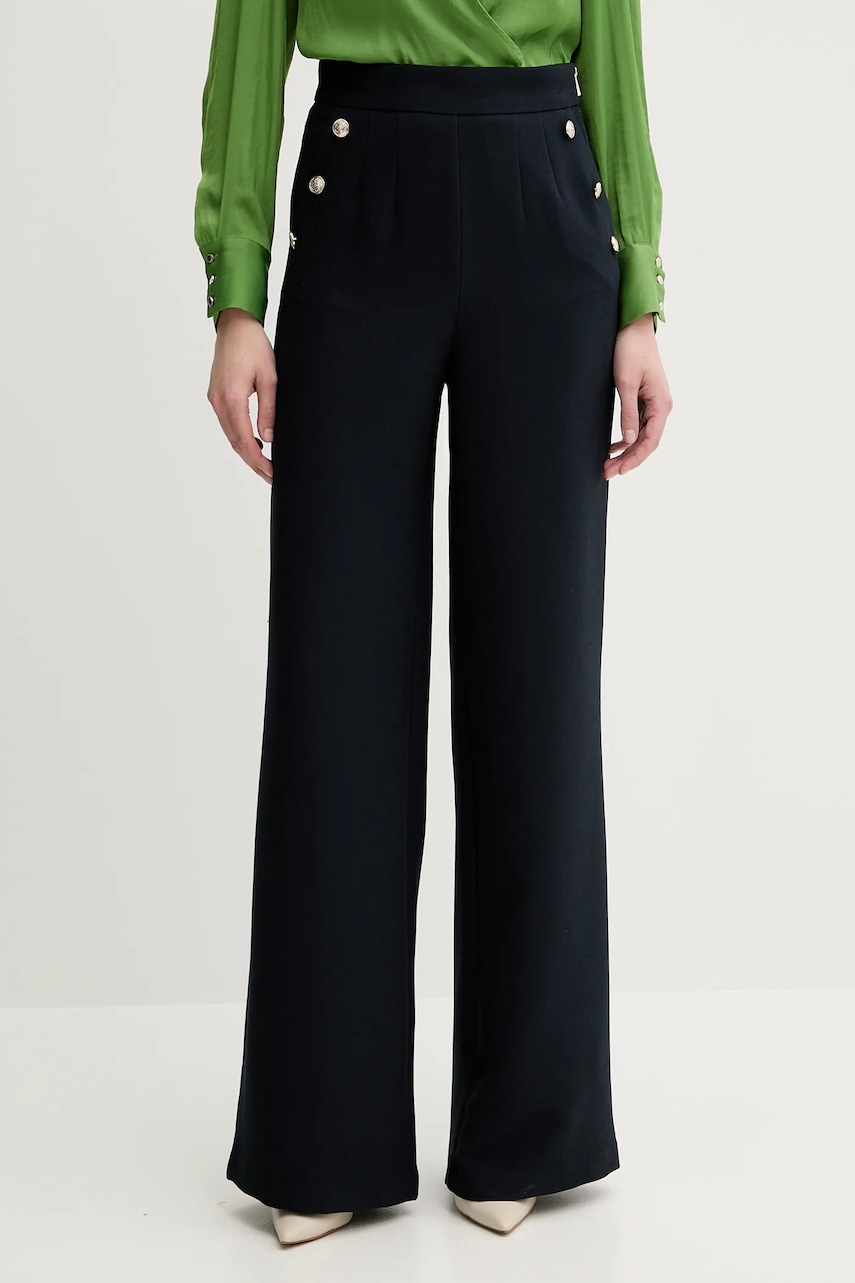 Morgan pantaloni PINO.F culoarea bleumarin, lat, high waist, PINO.F Morgan pantaloni PINO.F culoarea bleumarin, lat, high waist, PINO.F