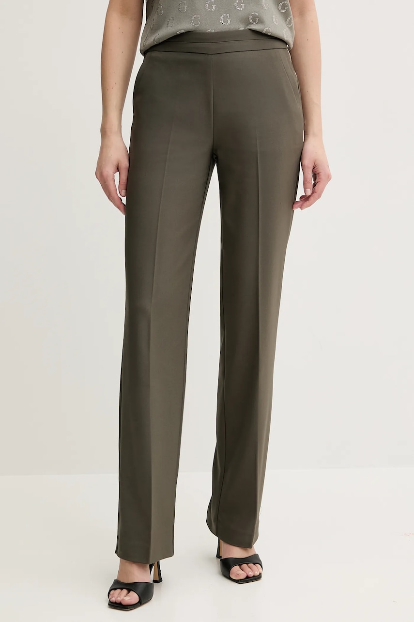 Morgan pantaloni PLODI.F culoarea verde, mulata, medium waist, PLODI.F