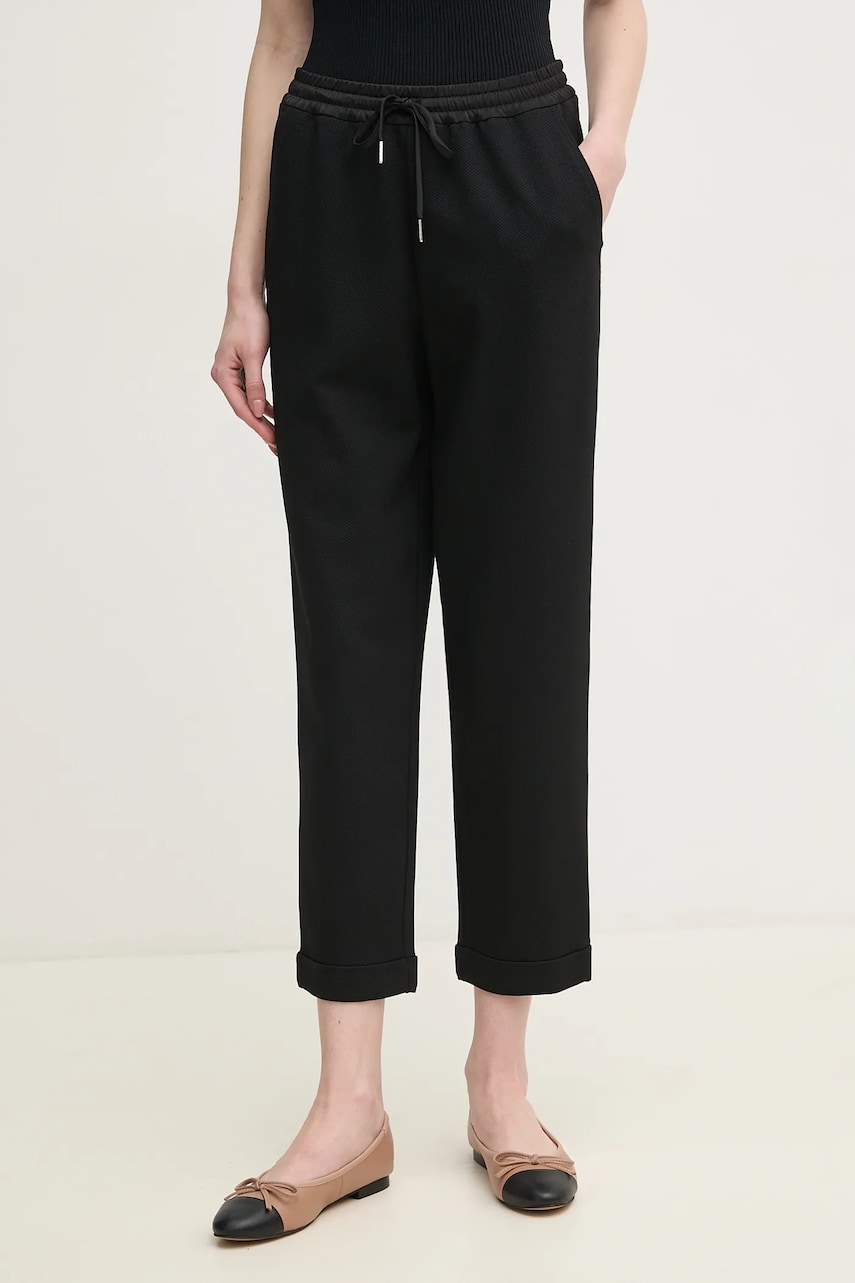 Marc Aurel pantaloni femei, culoarea negru, drept, high waist, 1797-7002-93391